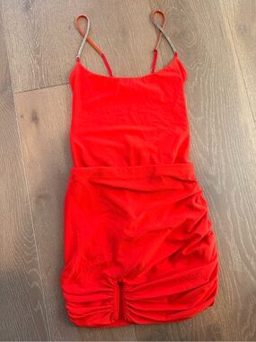 ALIX NYC- matching bodysuit and mini skirt in the shade "Siren." Size small